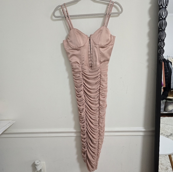 Zara blush corset ruched midi dress nwt - Picture 7 of 10